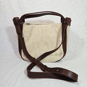 Madewell Sydney Crossbody Cotton/Linen Edition with Leather Strap New in Cream
